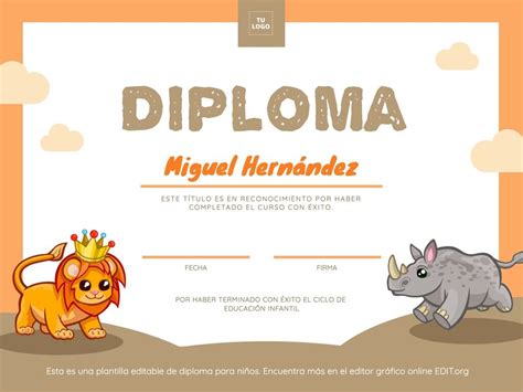 Diplomas Y Reconocimientos Editables Para Ni Os