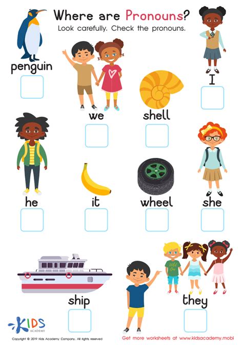 Pronouns Worksheet For Grade 1 With Pictures