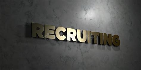 Recruiting Gold Text On Black Background 3d Rendered Royalty Free
