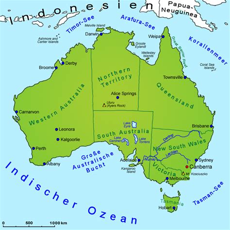 Australien Geografie Übersichtskarte Länder Australien Goruma