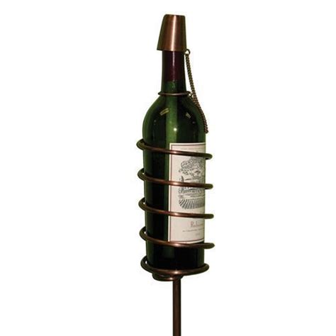 Outdoor Copper Wine Bottle Stake With Wick Wine Bottle Tiki Torch