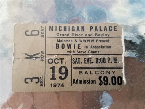 David Bowie Concert Ticket Stub Michigan Palace Detroit 1974 1890263050