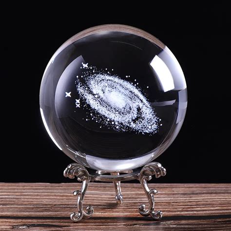 Crystal Ball Solar System Glass Sphere Miniature Model Laser Engraved