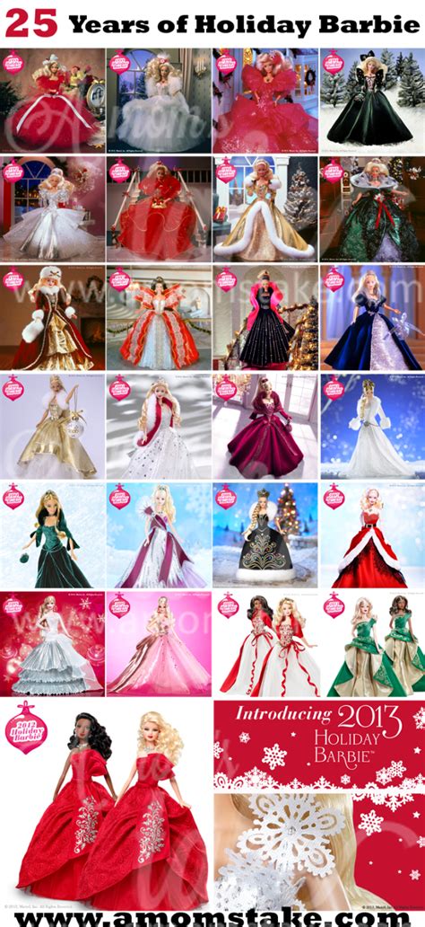 25 Years Of Holiday Barbies Holiday Barbie Pictures Barbie Diy Mattel Barbie Moda Barbie