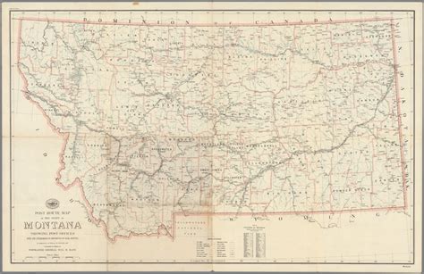 Post Route Map Of The State Of Montana Showing Post Offices January