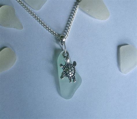 Beach Glass Jewelry Sea Turtle Necklace Sea Glass Jewelry