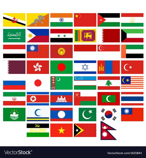 Flags Of The Countries Of Asia Royalty Free Vector Image