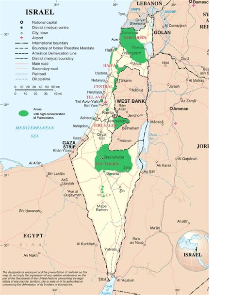 Detailed maps of israel in good resolution. Map of Israel with areas of high concentrations of ...