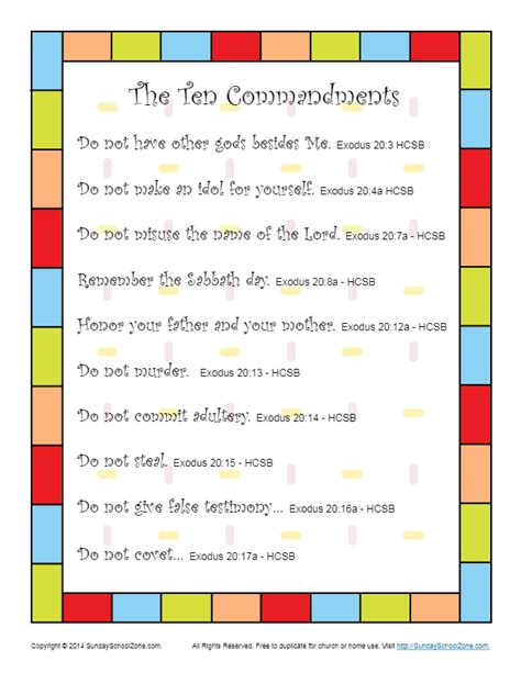 Printable Free Printable 10 Commandments