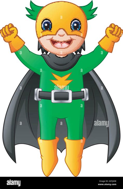 Cartoon Superhero Boy Flying Illustration Stock Vector Image And Art Alamy