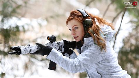 Redhead Women Women With Guns Weapon Gun Wallpapers Hd