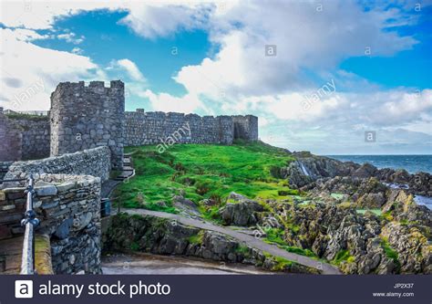 Beautiful Coast Of The Isle Of Man From Peel Hill With Great Wall Of