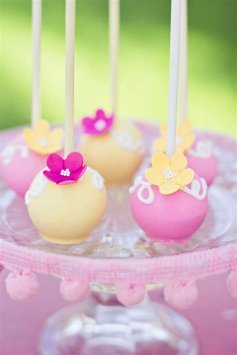 Yellow And Pink Flower Cake Pops Garden Party Cakes Tea Party Garden
