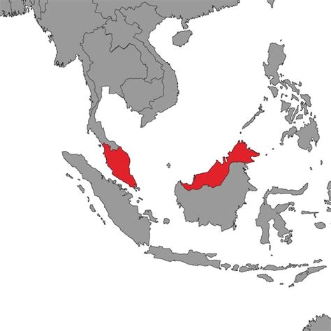 Premium Vector Malaysia On World Map Vector Illustration