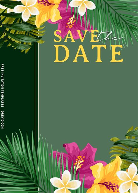 8 Greenery Tropical Luau Beach Wedding Invitation Templates Download