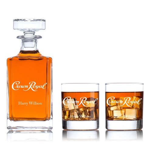 Engraved Crown Royal Personalized Classic Decanter Set With Old Fashioned Whiskey Glasses