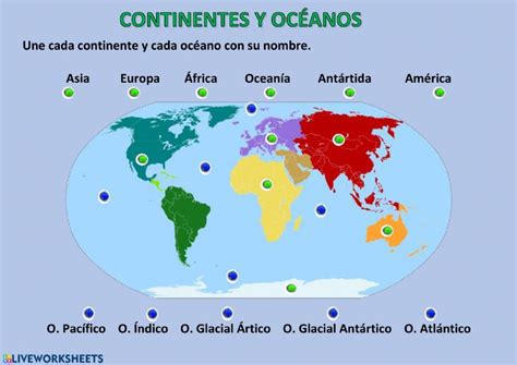 Continentes Y Océanos Ficha Interactiva Continentes Y Océanos