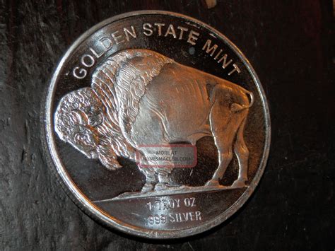 1 Troy Ounce Of 999 Silver Indian Head Buffalo Golden State