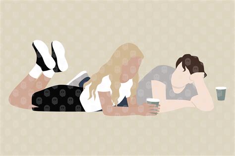 Archade Man And Woman Lying Down And Talking Vector Drawings