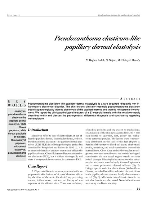 Pdf Pseudoxanthoma Elasticum Like Papillary Dermal Elastolysis