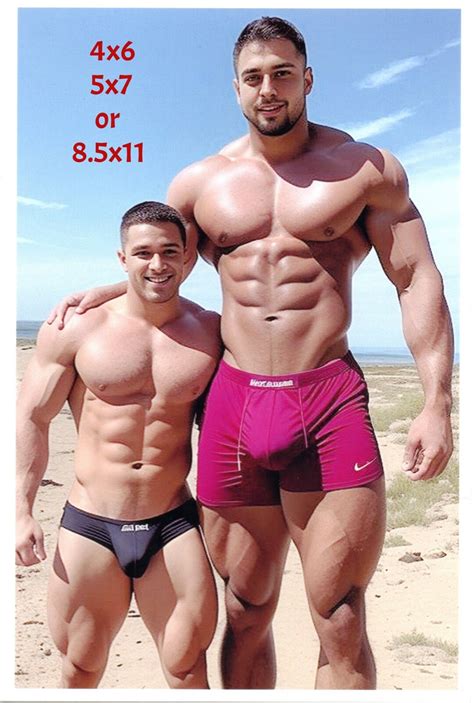 Handsome Muscular Male Bodybuilders Gay Interest Photo Etsy