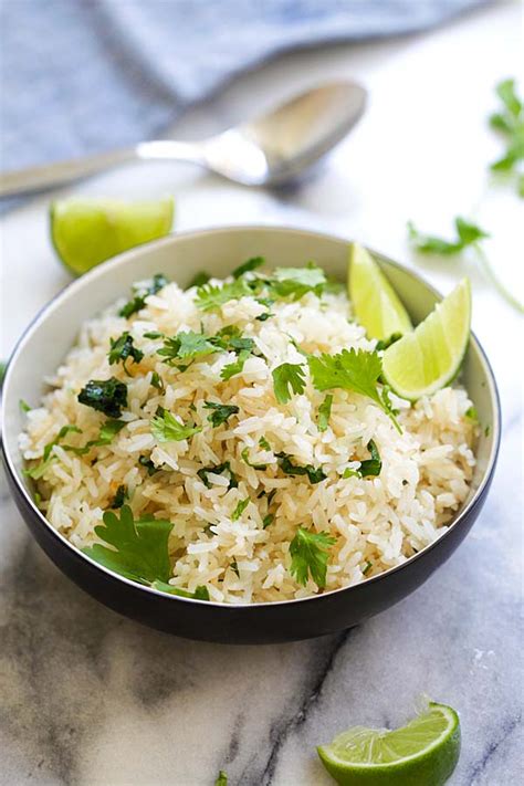 Serve this dish with any protein you like. Cilantro Lime Rice (Chipotle Copycat Recipe!) - Rasa Malaysia