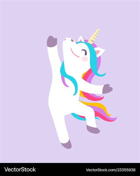 Cute Dancing Unicorn Isolated On Purple Royalty Free Vector