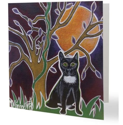 Luxury Black Cat Aboriginal Art Animal Dreaming Square T Card Single