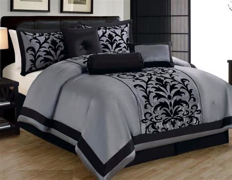 Bedspread throws pillow sham polyester luxury comforter set for double king size. 21 Piece Gray Black Comforter Sheet Curtain Set Queen Size ...