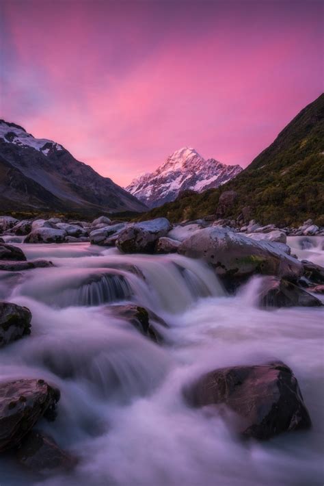 Sunset Over New Zealands Tallest Mountain Aoraki Mount Cook Photorator