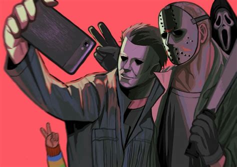 Halloween Friday The 13th Michael Myers Jason Voorhees Horror Characters Funny Selfie