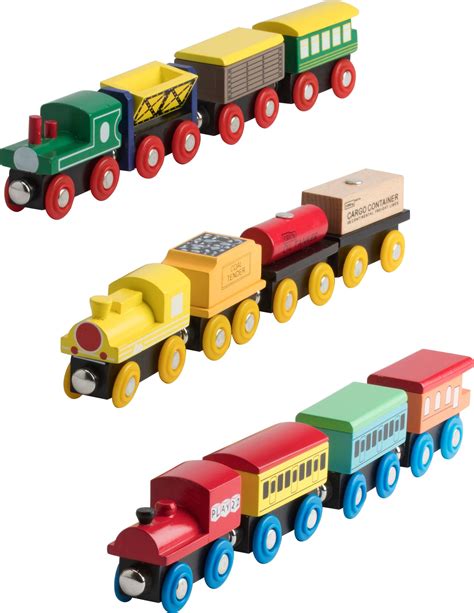 Wooden Train Set 12 Pcs Train Toys Magnetic Set Includes 3 Engines