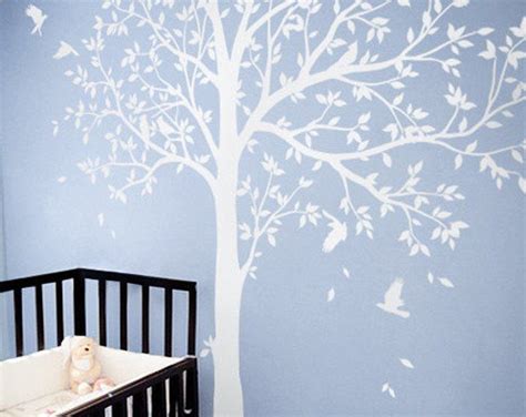 Large Tree Wall Decal White Tree Wall Decal Wall Mural Etsy Tree