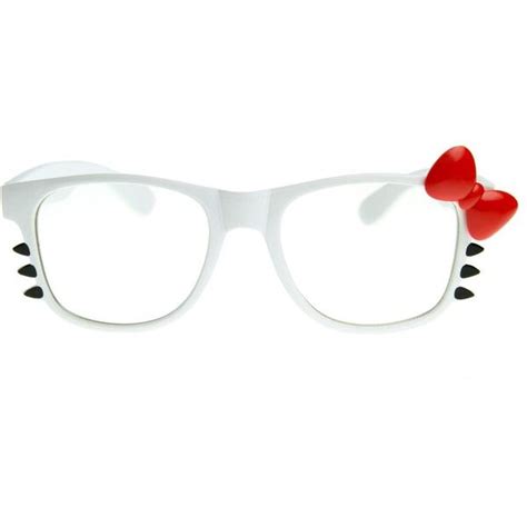cute womens hello kitty bow clear lens glasses with whiskers 8499 14 liked on polyvore