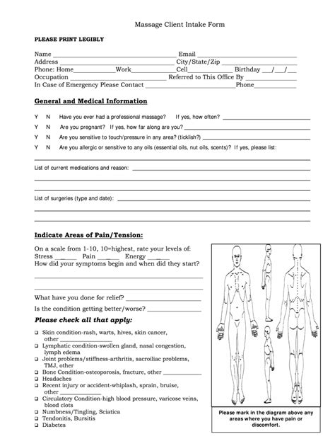 Massage Intake Form Word Doc Fill Online Printable Fillable Blank Pdffiller