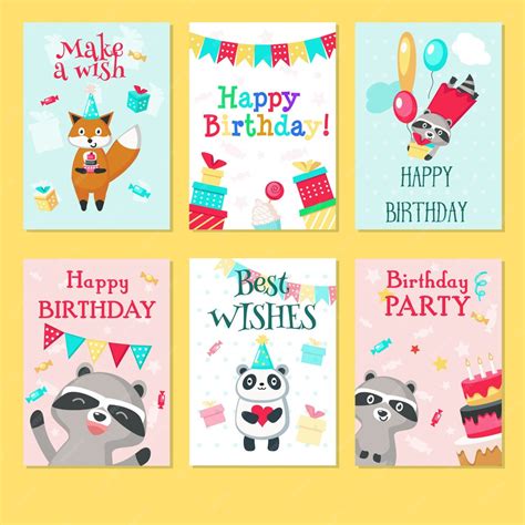 Premium Vector Happy Birthday Greeting Cardshand Drawn S For Kids