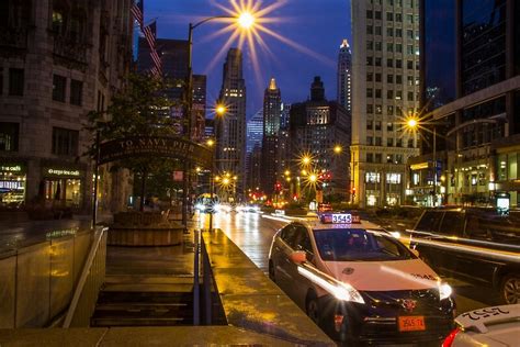 Downtown Chicago Night Street Scene By Mcobian Redbubble