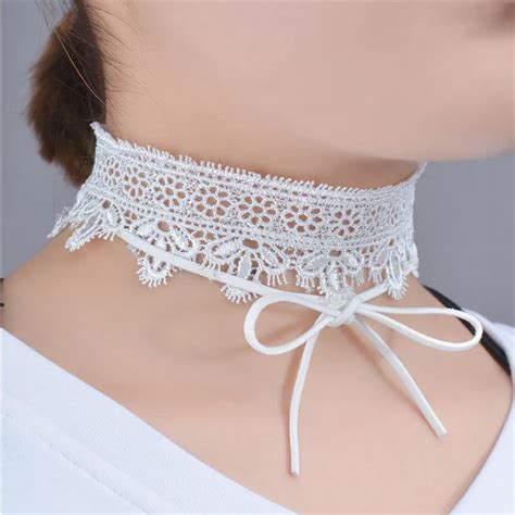 Sexy White Lace Choker Necklace For Women Elegant Hollow Flower Gothic Colar Necklace Jewelry