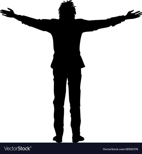 Isolated Silhouette Of Man With Outstretched Arms Vector Image