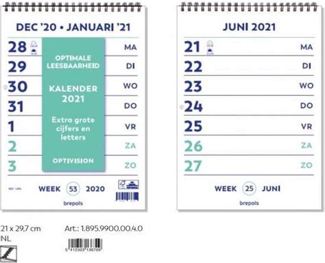 Brepols Optivision Kalender Nederlandstalig 2022