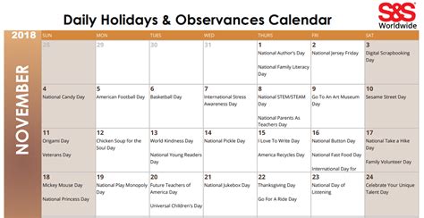 Calendars With Holidays And Observances Example Calendar Printable