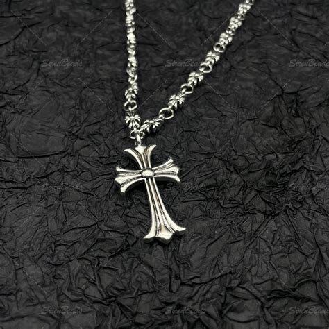 Chrome Hearts Style Necklace Silver Plated Cross Gothic Chain Etsy