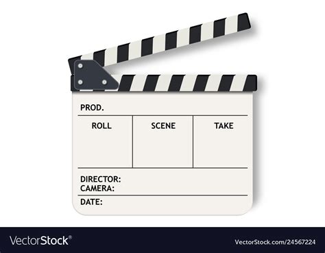 White Film Clapperboard Slate Realistic Royalty Free Vector