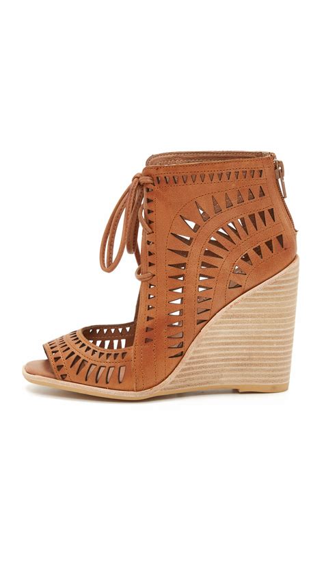 Jeffrey Campbell Leather Rodillo Wedge Sandals In Tan Brown Lyst