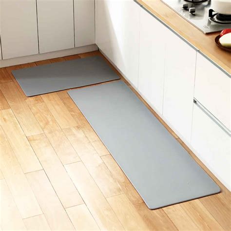 It is suitable for laminate, marble, tiles, hardwood, as well as even carpeted flooring. Leathery Anti-slip Kitchen Floor Mat | Waterproof PU ...