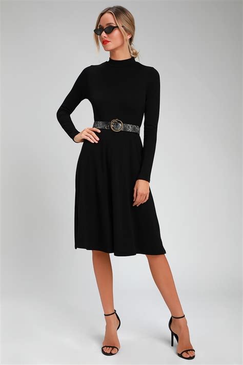 Cute Black Dress Long Sleeve Dress Black Mock Neck Dress Lulus