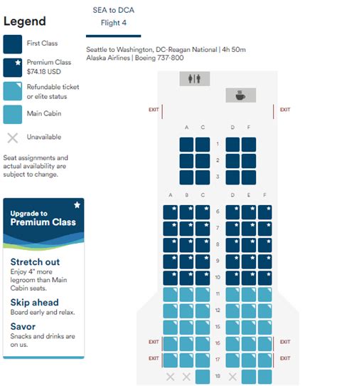 Which Alaska Airlines Routes Feature Premium Class
