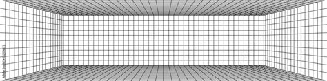 3d Digital One Point Perspective Grid Room Black Mesh On White