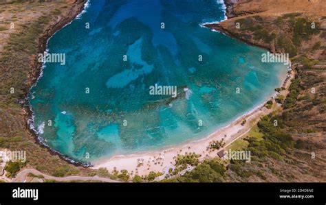 Aerial Hanauma Bay Oahu Hawaii Stock Photo Alamy