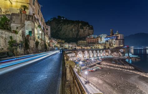 Wallpaper Night The City Atrani Amalfi Coast Images